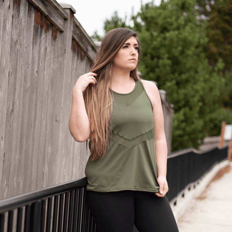 TEMA Athletics Military Green Chevron Racerback Tank