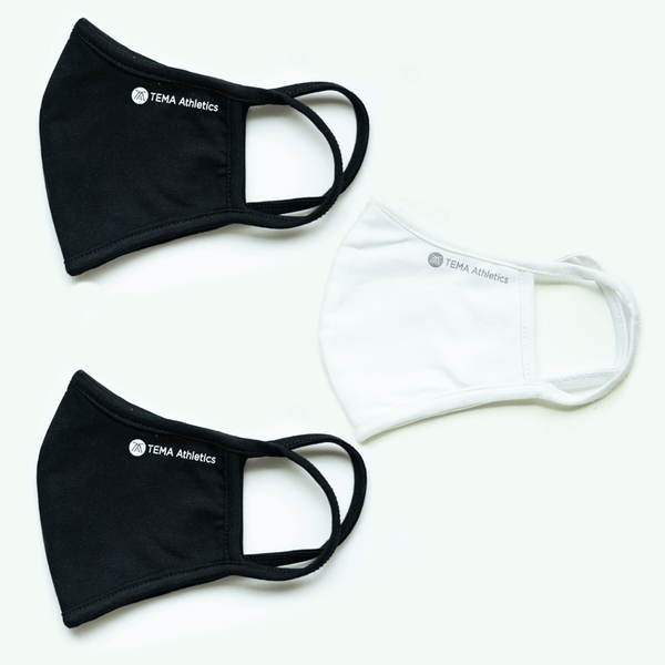 Final Sale Pack of 3 Black and White Solid Face Masks with Pocket for Removable Filter