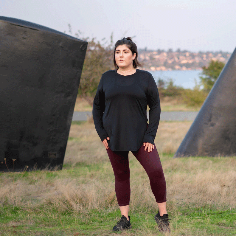 Ribbed Mesh Long Sleeve in Black