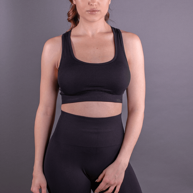 TEMA Athletics Seamless Black Leaf Bra