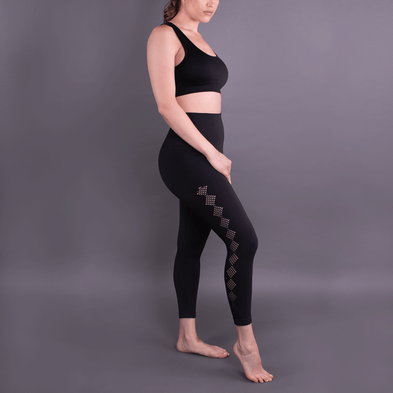 TEMA Athletics High Waist Seamless Black Scallop Leggings