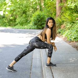 Black and White Marigold High Waist Weave Leggings