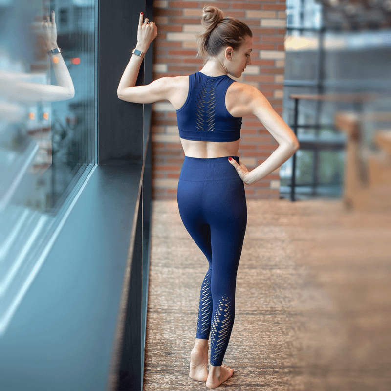 TEMA Athletics Seamless Navy Leaf Bra