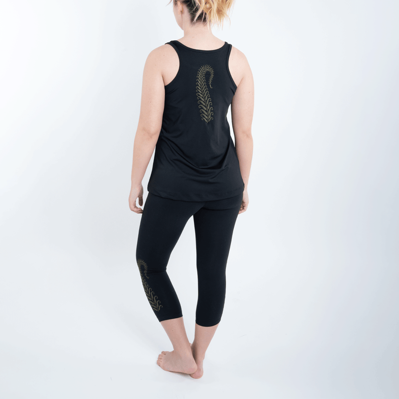 Final Sale High Waist Tummy Tuck Fern Embroidered Yoga Capri Leggings – TEMA  Athletics