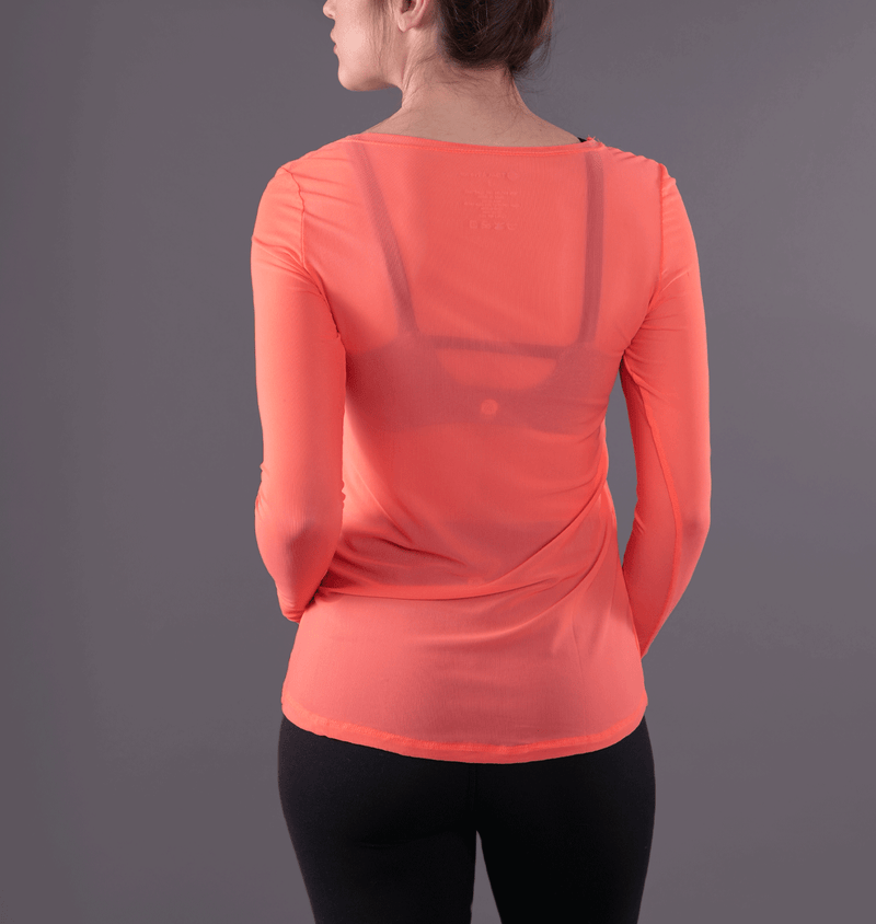 TEMA Athletics Neon Coral Long Sleeve Mesh Tee