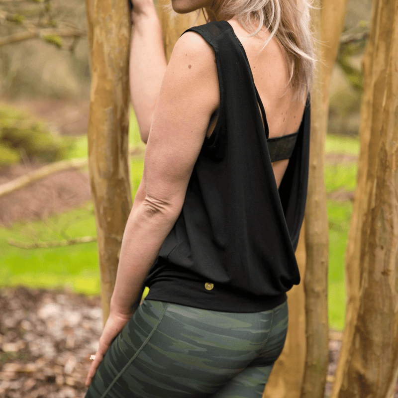 TEMA Athletics Black Reversible Crossover Yoga Tank