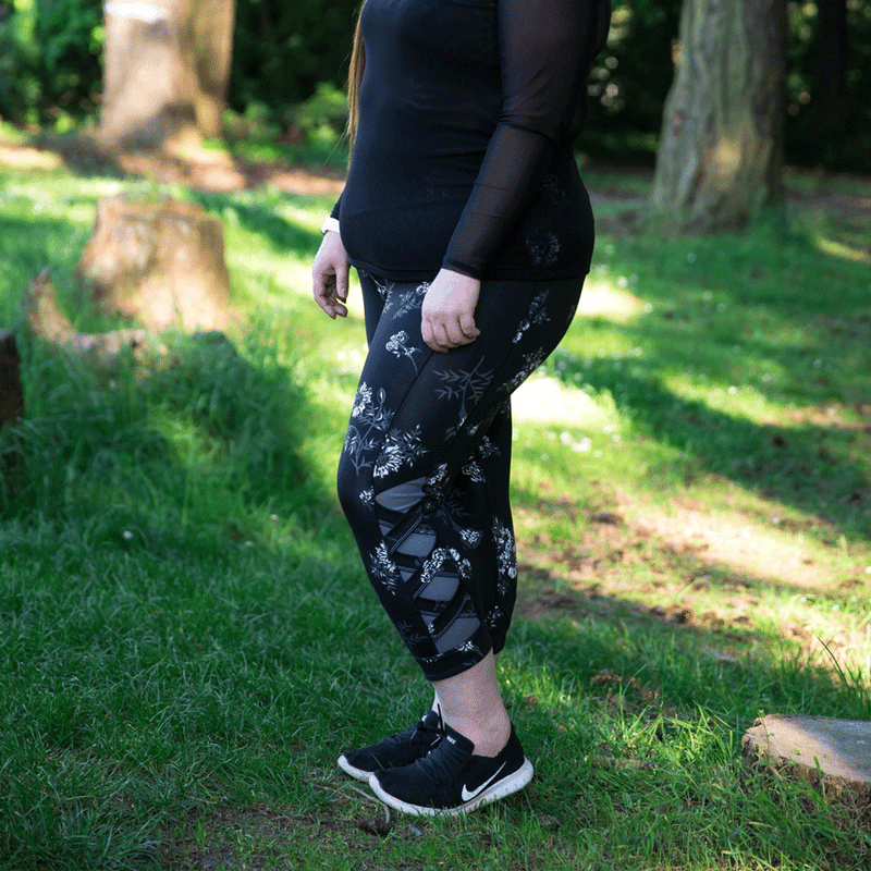 Black and White Marigold High Waist Weave Leggings