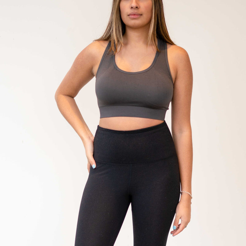 Charcoal Seamless Racerback Sports Bra