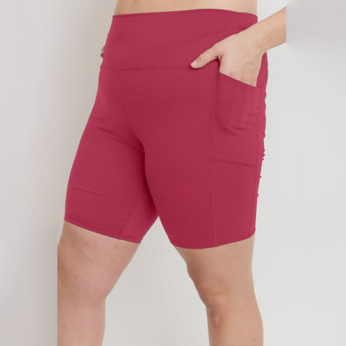 Plus Size Bermuda Berry High Waist Shorts