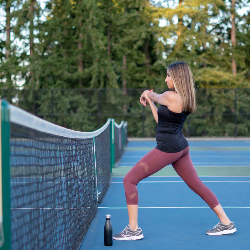 TEMA Athletics Wine Color Circular Mesh Accent Capri Bottoms