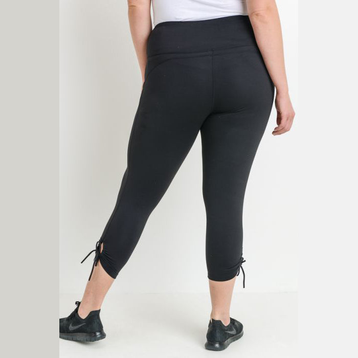 Plus Size Black High Waist Tie Accent Leggings
