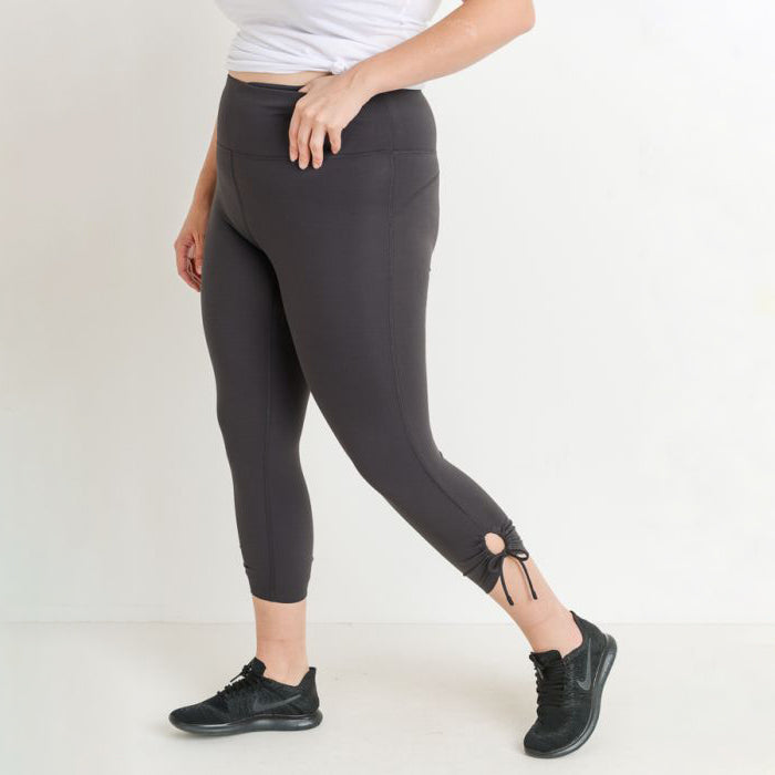 High Waist Black Scallop Lace Yoga Leggings