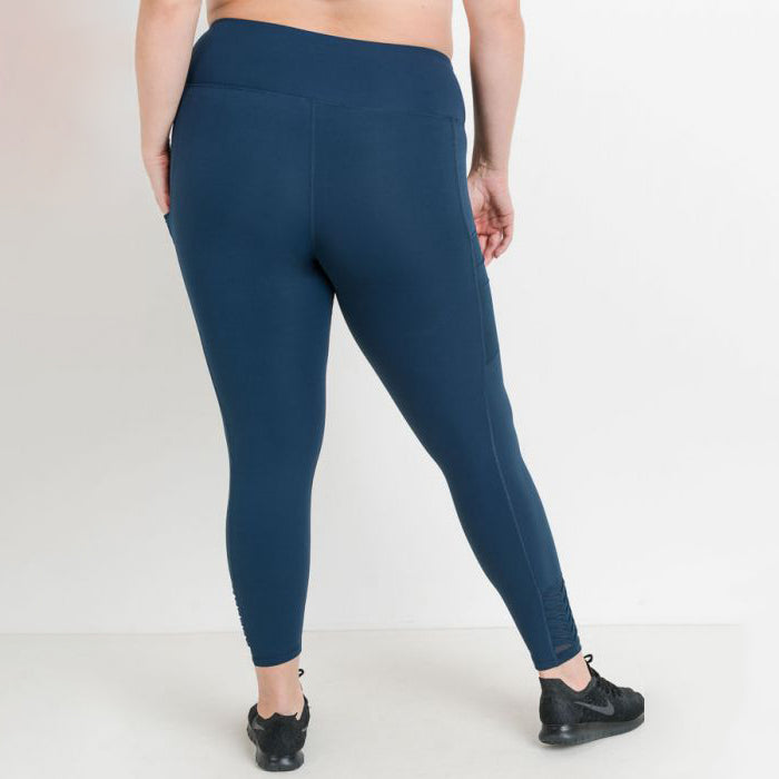 Plus Teal Origami Mesh Side Pocket Leggings